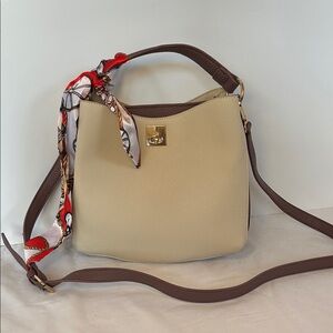 BLUSH Elegant Cream and Brown Handbag